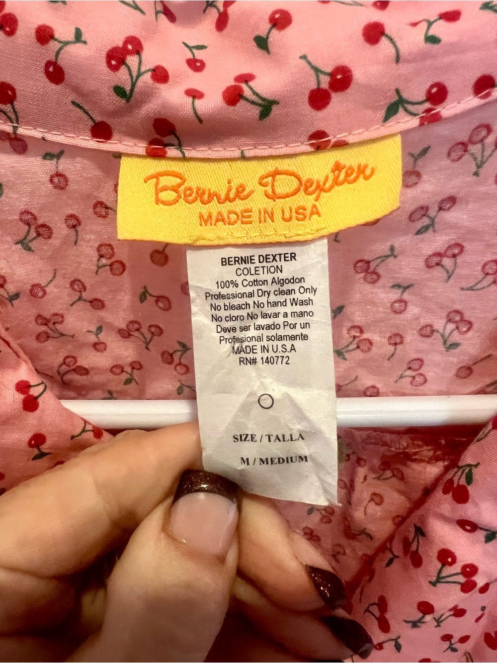 Bernie Dexter Pink Cherry-Print Cotton Dress